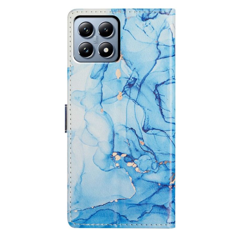 Lederhüllen Xiaomi 15t Handyhülle Blauer Marmor