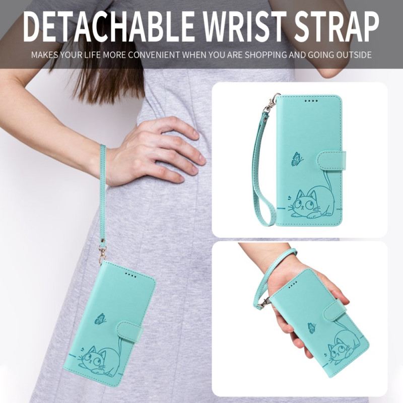Lederhüllen Xiaomi 15t Handyhülle Katzen-riemendesign