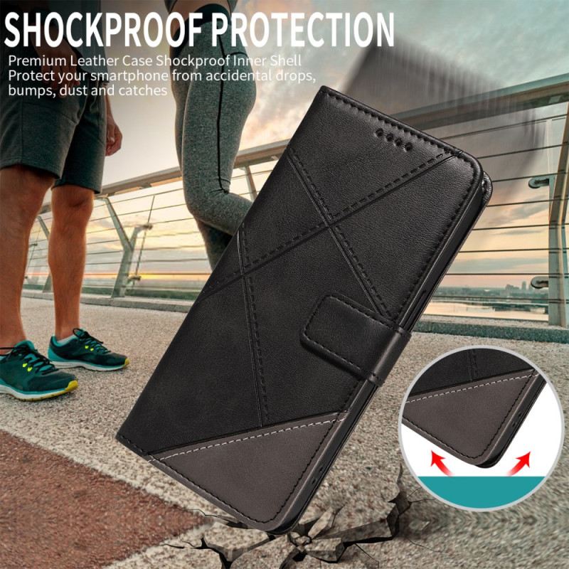 Lederhüllen Xiaomi 15t Handyhülle Zweifarbig Und Linien