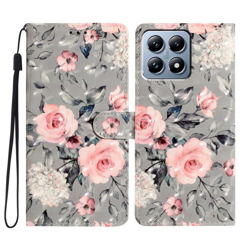 Lederhüllen Xiaomi 15t Rosa Blumen