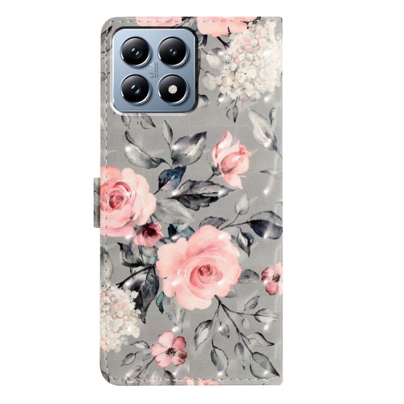 Lederhüllen Xiaomi 15t Rosa Blumen