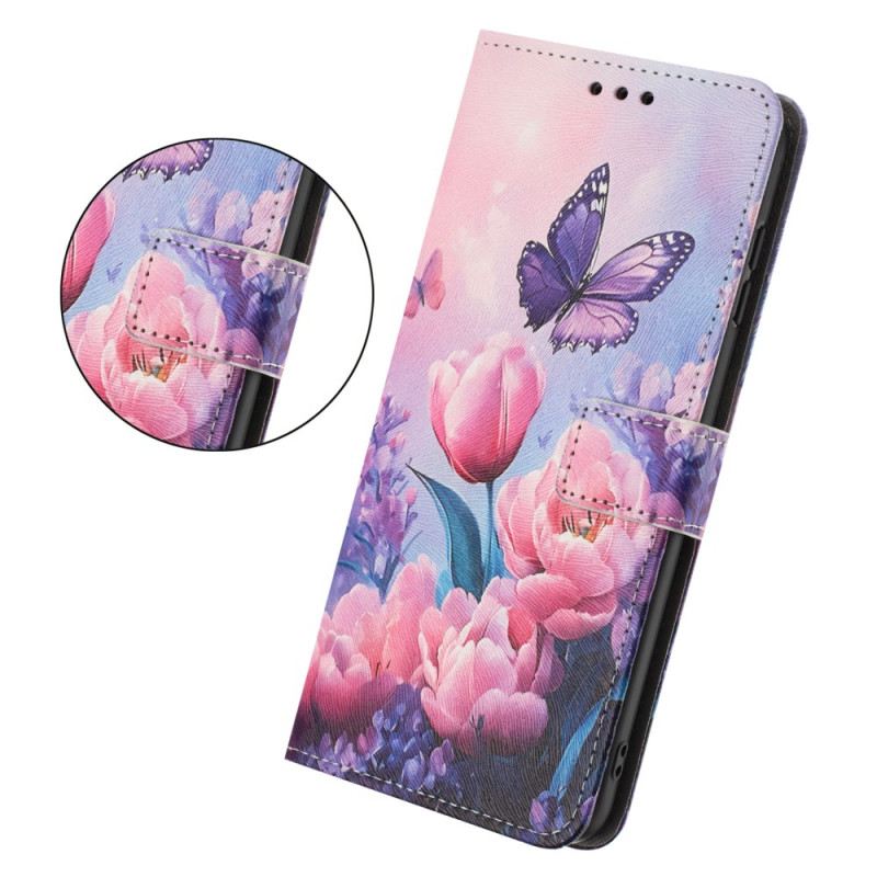 Lederhüllen Xiaomi 15t Rosa Tulpen