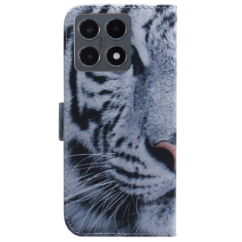 Lederhüllen Xiaomi 15t Weißer Tiger