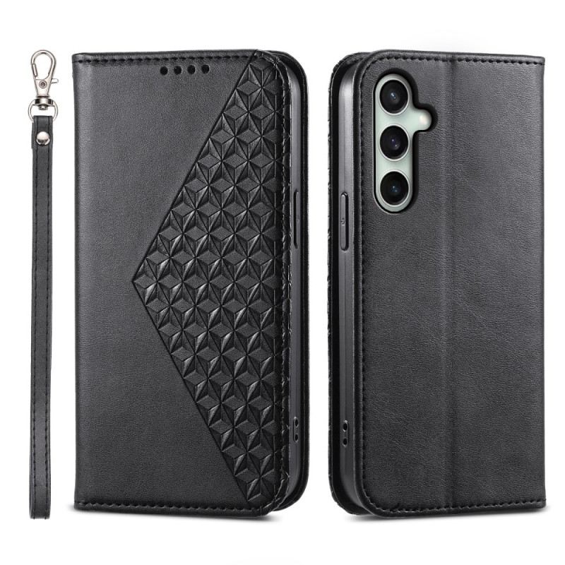 Flip Case Samsung Galaxy S25 Fe Rautenmuster Mit Riemen