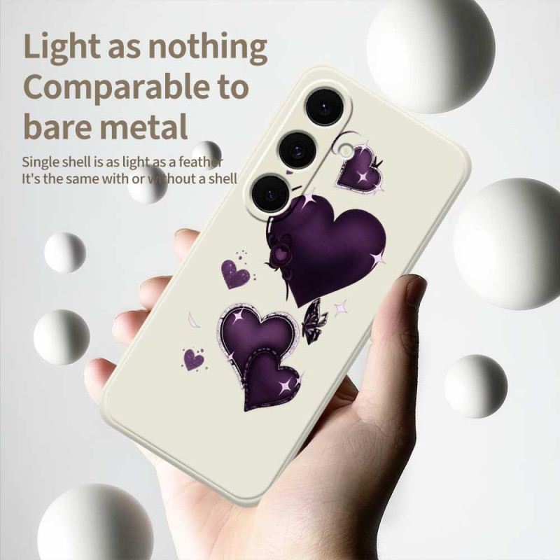 Hülle Für Samsung Galaxy S25 Fe Silikon Mit Lila Herzmuster