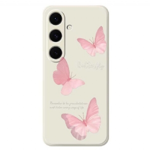 Hülle Für Samsung Galaxy S25 Fe Silikon Mit Rosa Schmetterling