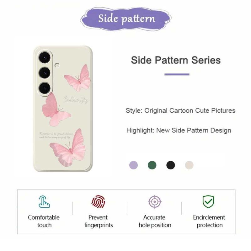 Hülle Für Samsung Galaxy S25 Fe Silikon Mit Rosa Schmetterling