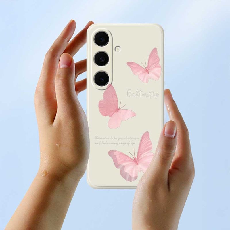 Hülle Für Samsung Galaxy S25 Fe Silikon Mit Rosa Schmetterling
