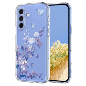 Hülle Für Samsung Galaxy S25 Fe Transparentes Blumen- Und Schmetterlingsdesign