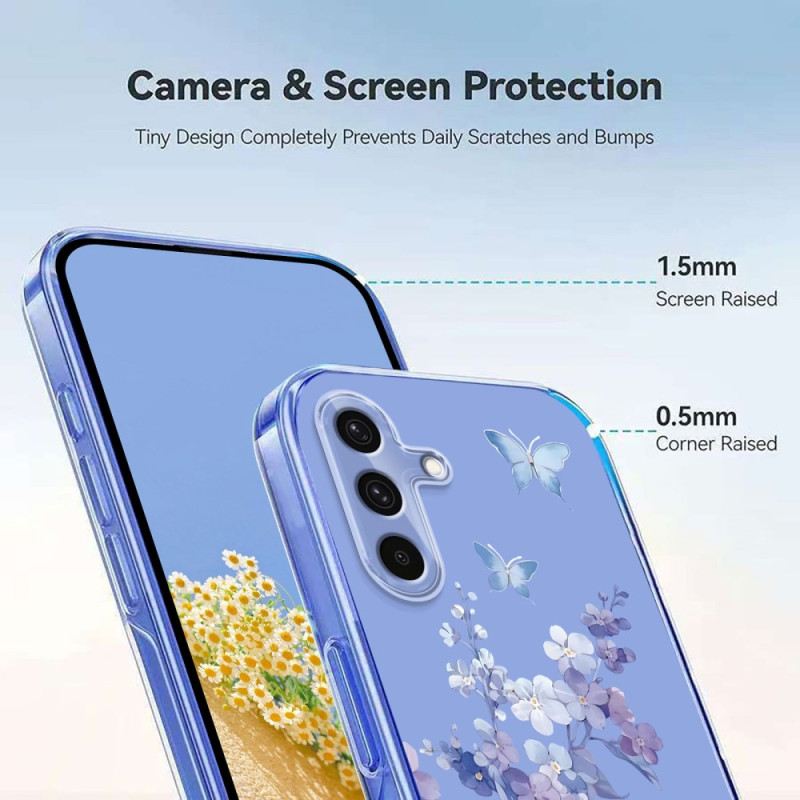 Hülle Für Samsung Galaxy S25 Fe Transparentes Blumen- Und Schmetterlingsdesign