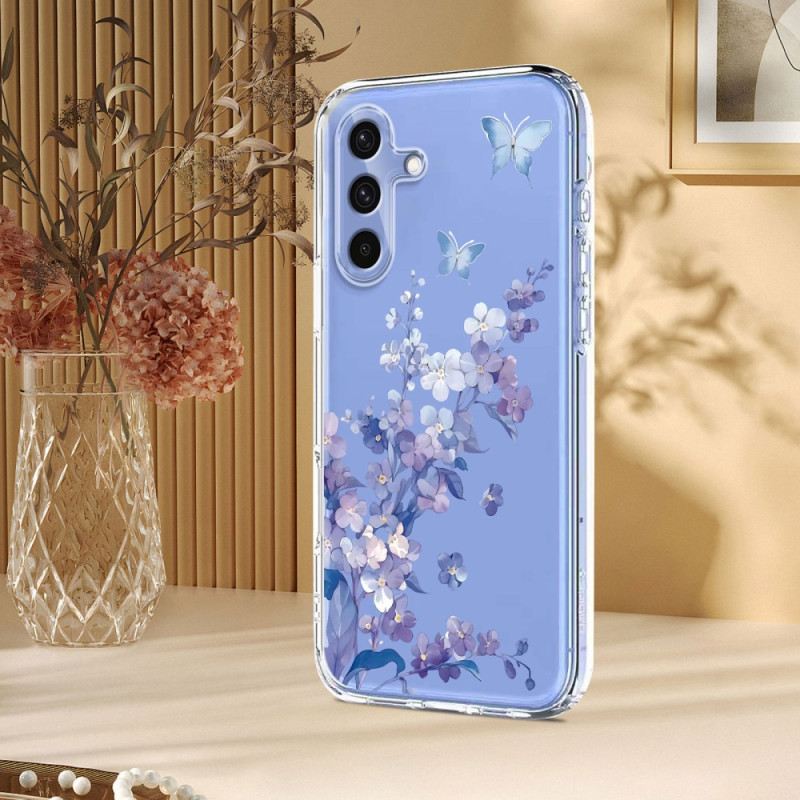 Hülle Für Samsung Galaxy S25 Fe Transparentes Blumen- Und Schmetterlingsdesign