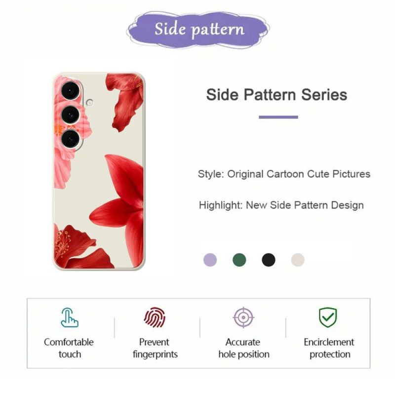 Hülle Samsung Galaxy S25 Fe Handyhülle Silikon Mit Rotem Blumenmuster