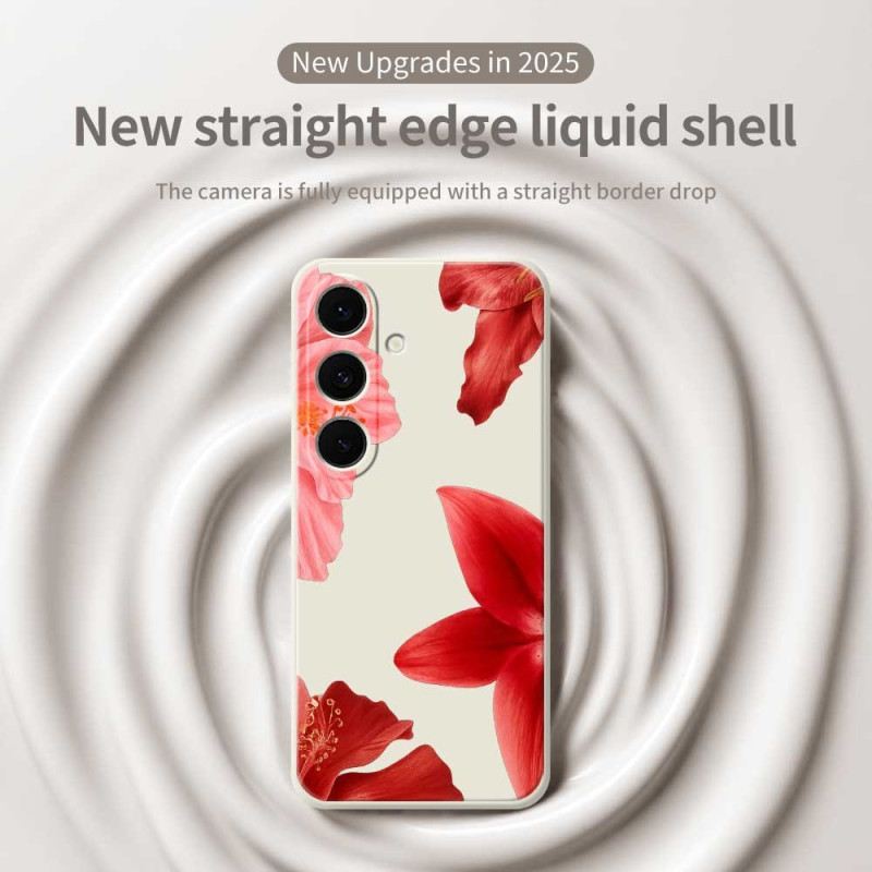 Hülle Samsung Galaxy S25 Fe Handyhülle Silikon Mit Rotem Blumenmuster