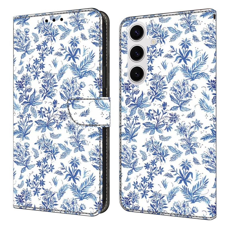 Lederhüllen Für Samsung Galaxy S25 Fe Blaue Blüten