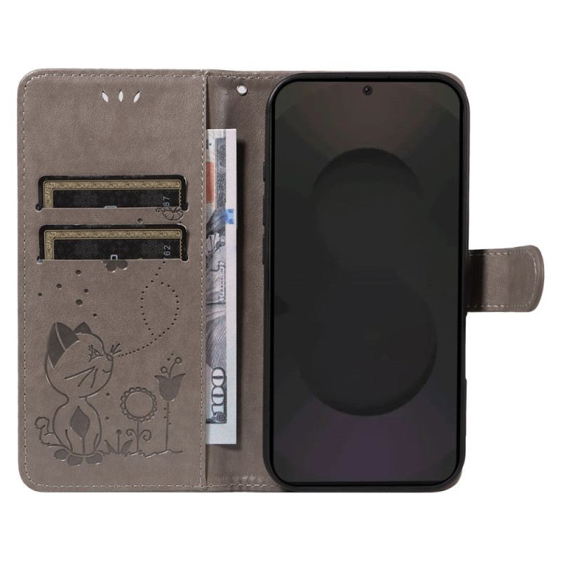 Lederhüllen Für Samsung Galaxy S25 Fe Katze Und Biene