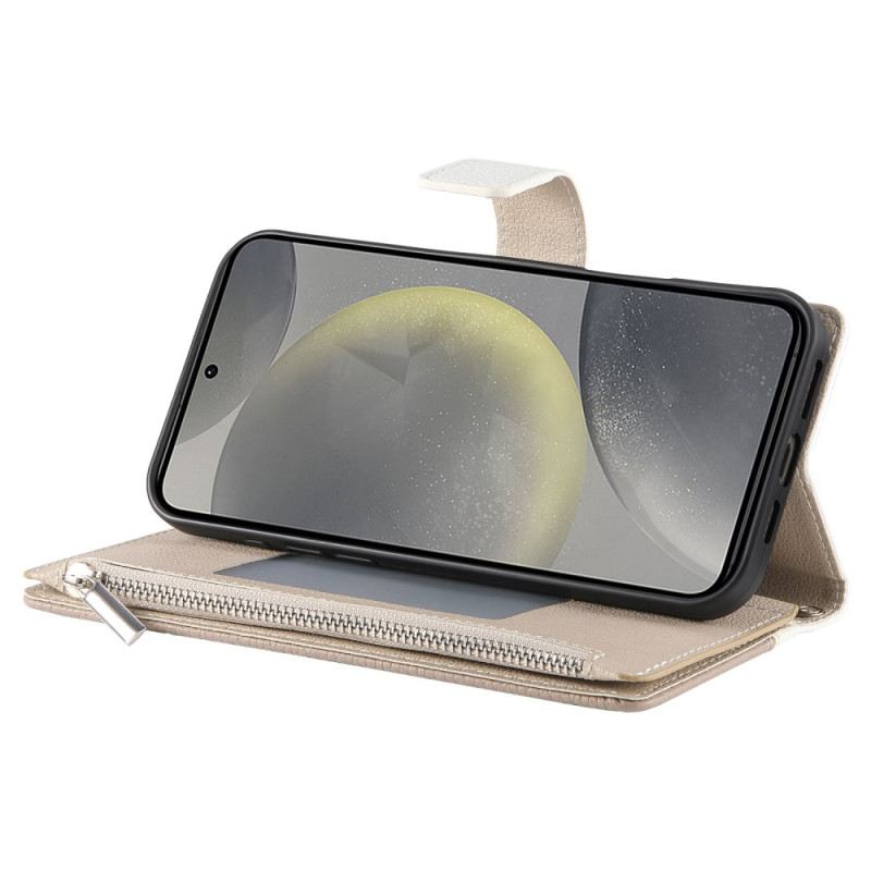 Lederhüllen Für Samsung Galaxy S25 Fe Ledergeldbörse Mit Reißverschluss Und Riemen