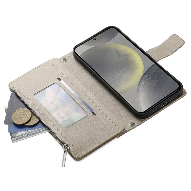 Lederhüllen Für Samsung Galaxy S25 Fe Ledergeldbörse Mit Reißverschluss Und Riemen