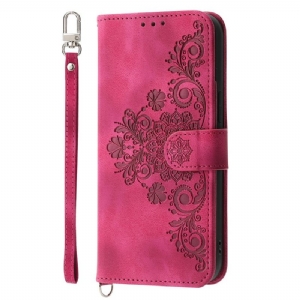 Lederhüllen Für Samsung Galaxy S25 Fe Spitzenmuster Mit Riemen Und Schulterriemen