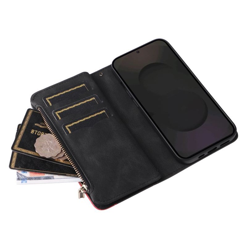 Lederhüllen Für Samsung Galaxy S25 Fe Zweifarbige Wellenstruktur