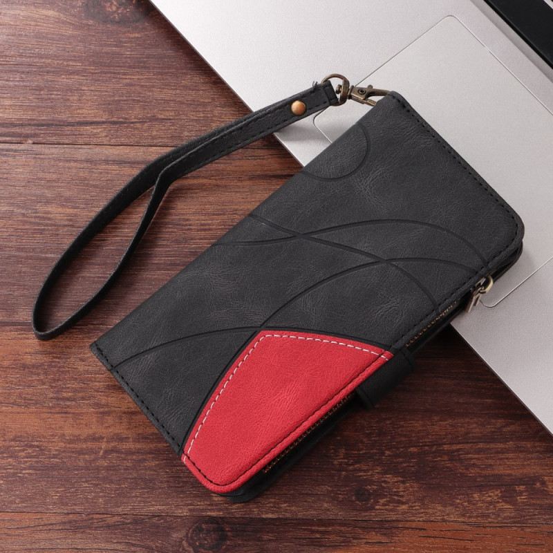 Lederhüllen Für Samsung Galaxy S25 Fe Zweifarbige Wellenstruktur