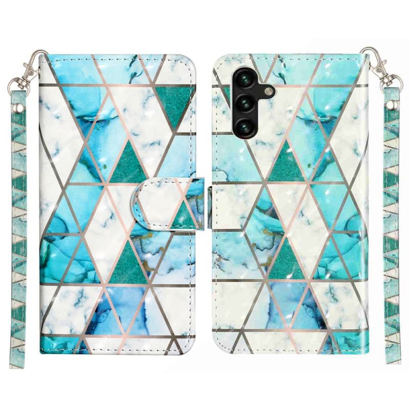 Lederhüllen Samsung Galaxy S25 Fe Blaue Murmel Mit Umhängeband