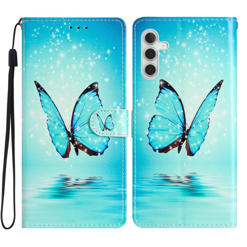 Lederhüllen Samsung Galaxy S25 Fe Blauer Schmetterling