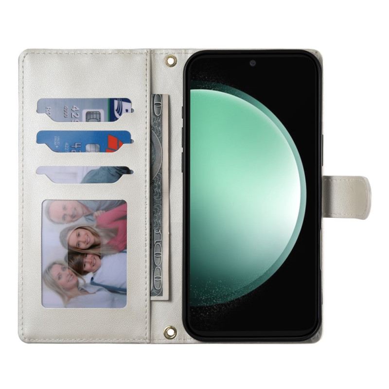 Lederhüllen Samsung Galaxy S25 Fe Gesteppte Geldbörse Mit Riemen