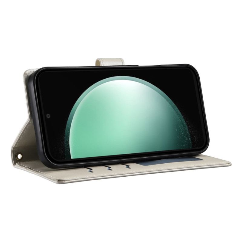 Lederhüllen Samsung Galaxy S25 Fe Gesteppte Geldbörse Mit Riemen