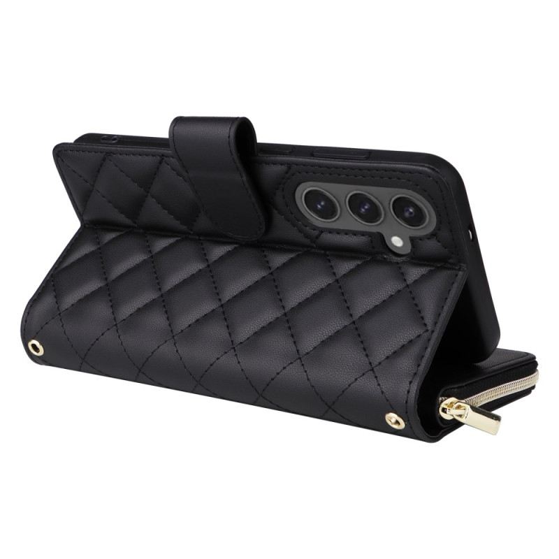 Lederhüllen Samsung Galaxy S25 Fe Handyhülle Gesteppt Mit Riemen Und Schulterriemen