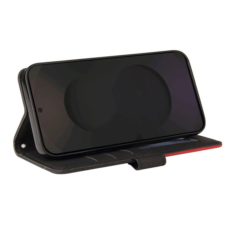 Lederhüllen Samsung Galaxy S25 Fe Handyhülle Zweifarbige Wellenstruktur