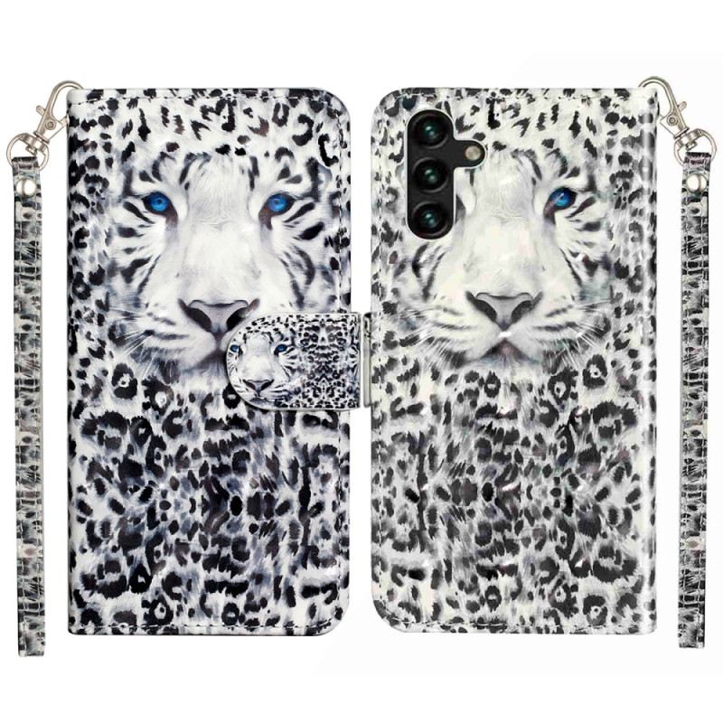 Lederhüllen Samsung Galaxy S25 Fe Leopard Mit Umhängeband