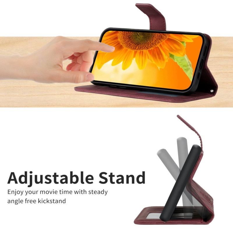 Lederhüllen Samsung Galaxy S25 Fe Schulterriemen Mit Sonnenblumenmuster