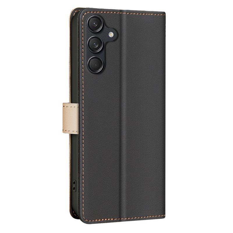 Lederhüllen Samsung Galaxy S25 Fe Zweifarbige Binfen-farbe