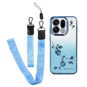 Hülle Für Oppo Find X9 5g Kadem Riemen Mit Blumen Und Strasssteinen