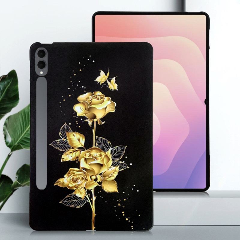 Hülle Für Samsung Galaxy Tab S11 Ultra Schmetterlinge Und Gold Rosen