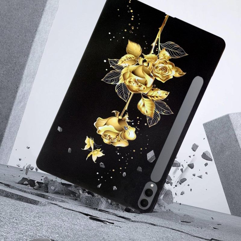 Hülle Für Samsung Galaxy Tab S11 Ultra Schmetterlinge Und Gold Rosen