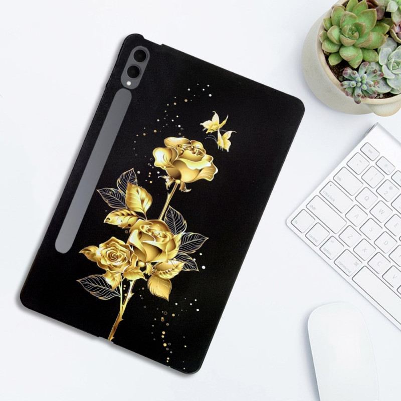Hülle Für Samsung Galaxy Tab S11 Ultra Schmetterlinge Und Gold Rosen