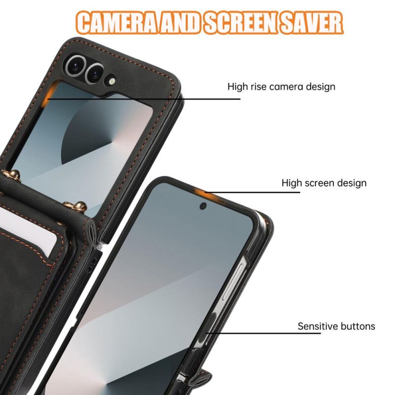 Case Samsung Galaxy Z Flip 7 Kartenhalterung Und Schultergurt In Lederoptik