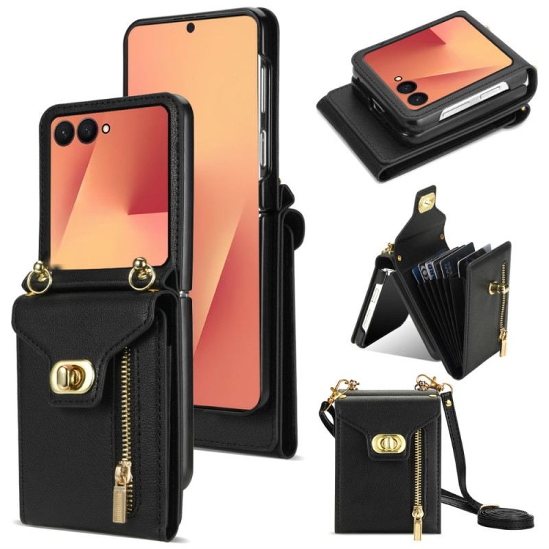 Hülle Für Samsung Galaxy Z Flip 7 Geldbörse Mit Reißverschluss & Schultergurt