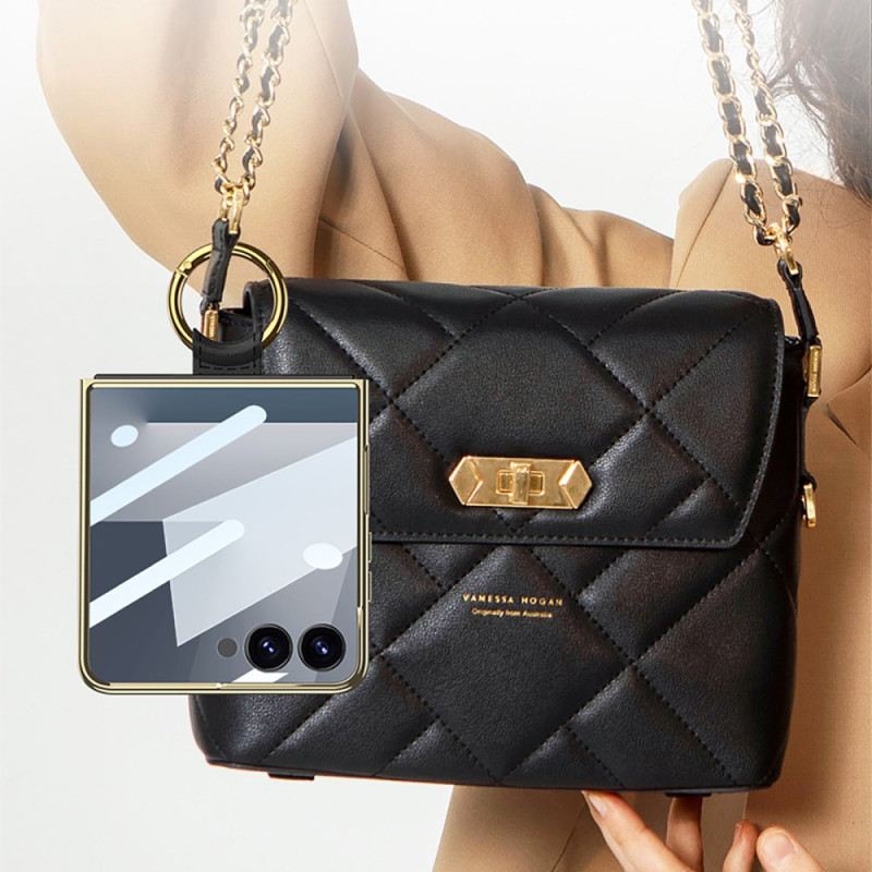 Hülle Für Samsung Galaxy Z Flip 7 Gestepptes Design Mit Ringhalter