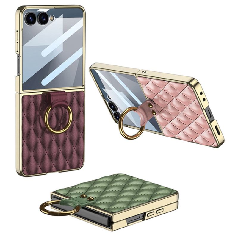 Hülle Für Samsung Galaxy Z Flip 7 Gestepptes Design Mit Ringhalter