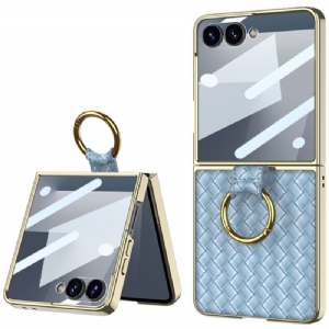 Hülle Für Samsung Galaxy Z Flip 7 Gewebte Struktur Mit Ringhalter