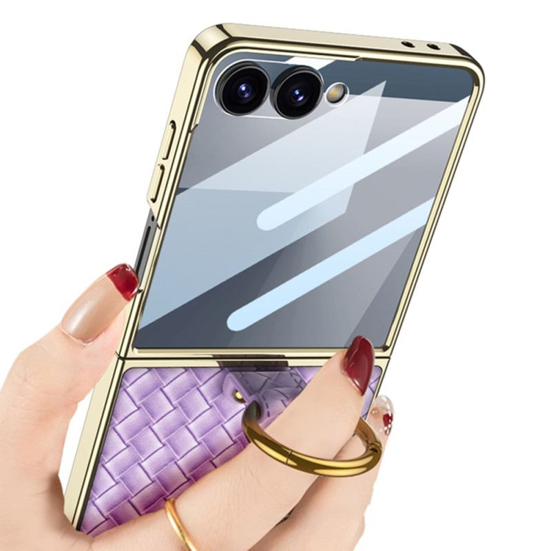 Hülle Für Samsung Galaxy Z Flip 7 Gewebte Struktur Mit Ringhalter