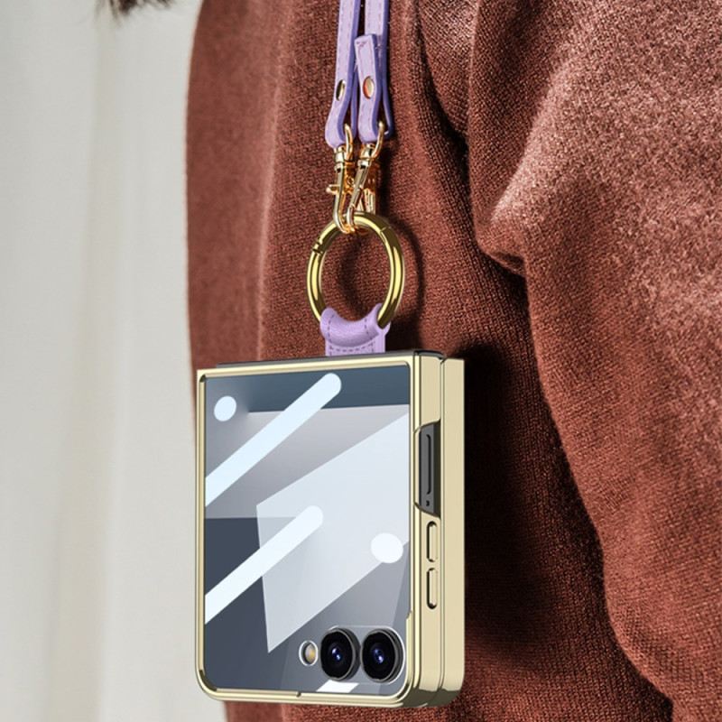 Hülle Für Samsung Galaxy Z Flip 7 Gewebte Struktur Mit Ringhalter