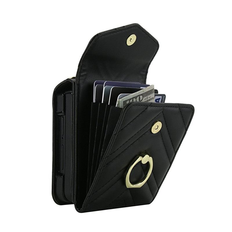 Hülle Für Samsung Galaxy Z Flip 7 Rfid-blockierender Kartenhalter Und Riemen