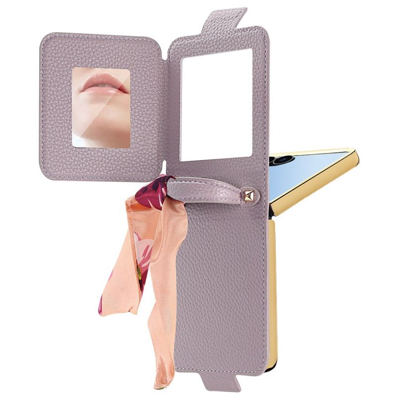 Hülle Für Samsung Galaxy Z Flip 7 Spiegel Und Kartenhalter