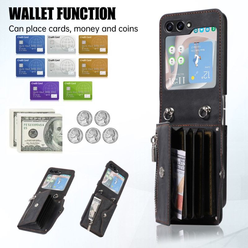 Hülle Samsung Galaxy Z Flip 7 Geldbörse Mit Lanyard Und Schultergurt
