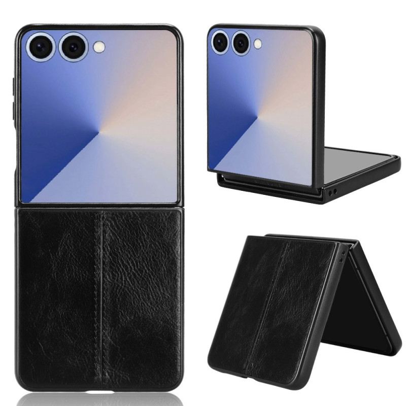 Hülle Samsung Galaxy Z Flip 7 Genähtes Leder Effekt