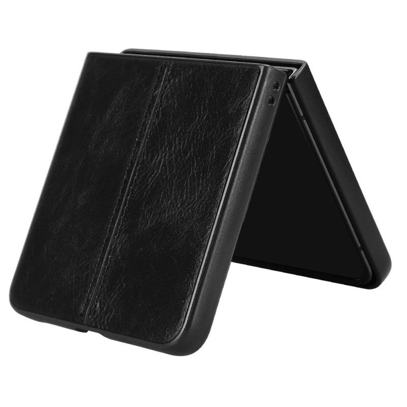 Hülle Samsung Galaxy Z Flip 7 Genähtes Leder Effekt