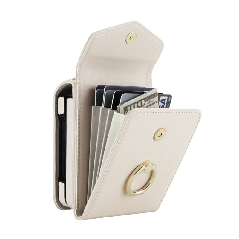 Hülle Samsung Galaxy Z Flip 7 Gesteppte Geldbörse Und Riemen